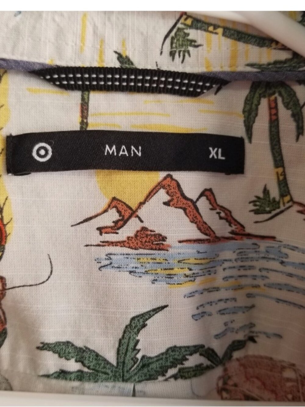 Short Sleeve Button Up Shirt Mens XL Lobster Palm Tree Print Cotton Vacation - Picture 6 of 8